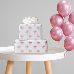 Papel De Regalo Patrón floral rosado del Bonito de la portadora de