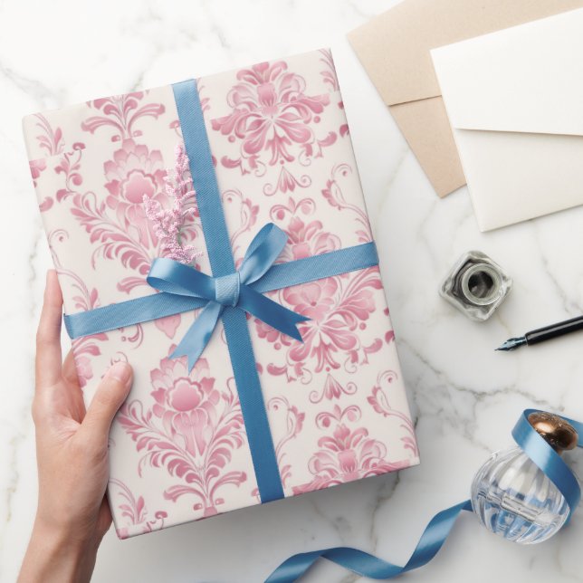 Papel De Regalo Patrón floral rosado vintage (Regalar)