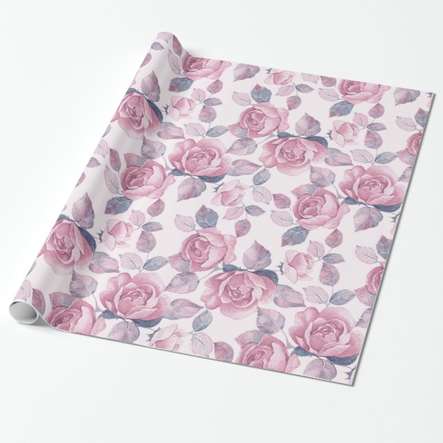 Papel De Regalo Patrón floral. Rosas de época (Desenrollado)