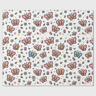 Papel De Regalo Patrón Floral Sin Costuras de Mariposa Adorable Ka
