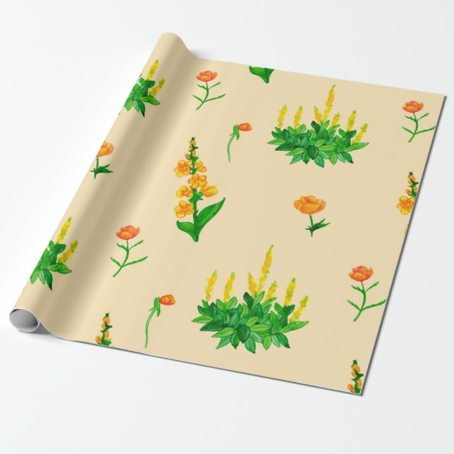 Papel De Regalo Patrón floral sin soldadura con ilusiones dibujada (Desenrollado)