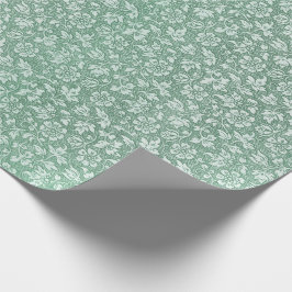 Papel De Regalo Patrón floral verde de sabio de época elegante