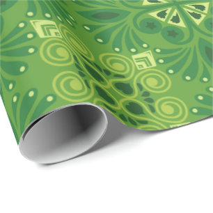 Papel De Regalo Patrón floral verde sin fisuras con simetría
