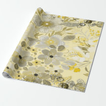 Patrón floral verde y amarillo