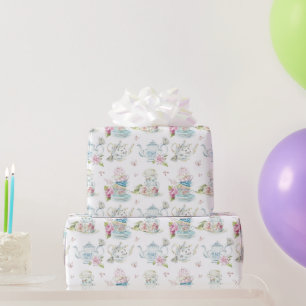 Papel De Regalo Patrón Floral Vintage de Té Partido Victoriano Acu