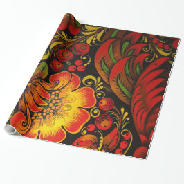 Papel De Regalo Patrón floral Vintage fino khokhloma ruso