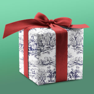 Papel De Regalo Patrón floral vintage negro Toile De Jouy