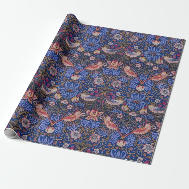 Papel De Regalo Patrón floral William Morris Strawberry Thief (Desenrollado)