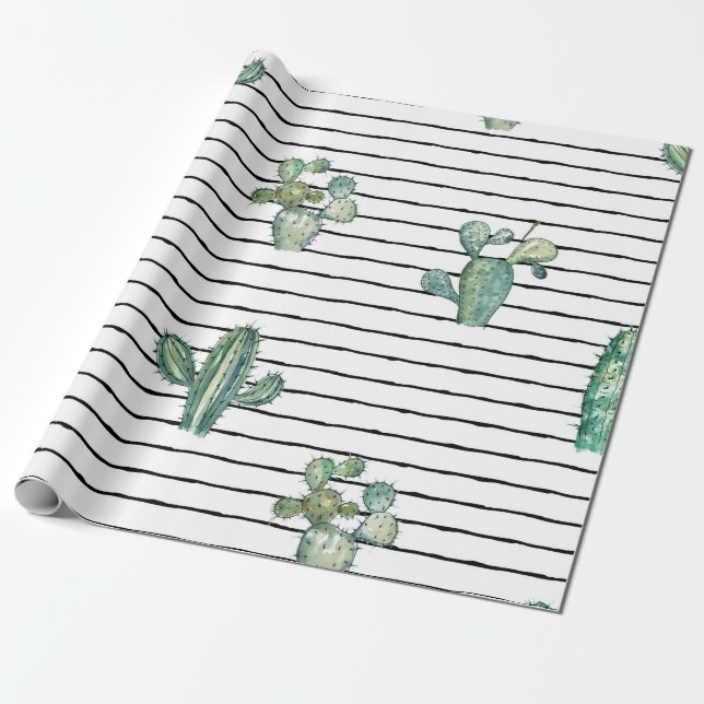 Papel De Regalo Patrón fluido de cactus (Desenrollado)