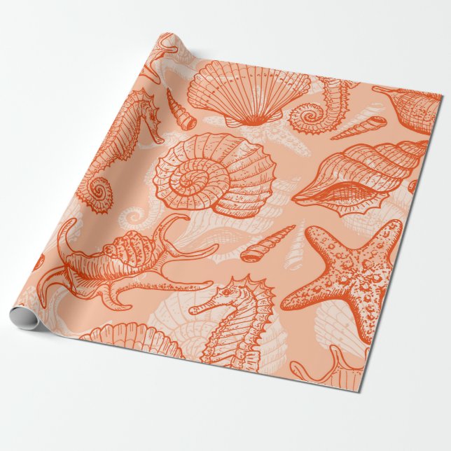 Papel De Regalo Patrón fluido de los animales marinos (Desenrollado)