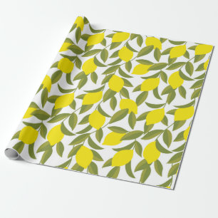 Papel De Regalo Patrón fluido del limón amarillo