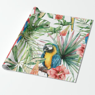 Papel De Regalo Patrón fluvial tropical sin costuras con loros 