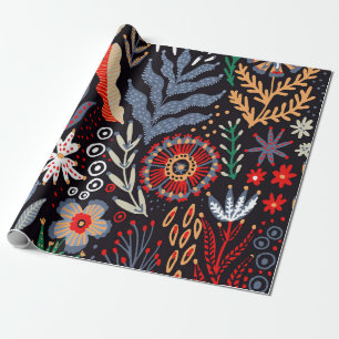 Papel De Regalo Patrón folclórico, diseño textil sin fisuras con b