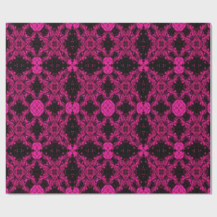 Papel De Regalo Patrón fractal caleidoscópico rosa y negro para en
