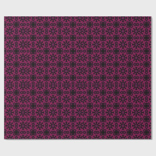 Papel De Regalo Patrón fractal caleidoscópico rosa y negro para en