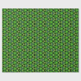 Papel De Regalo Patrón fractal caleidoscópico verde y negro