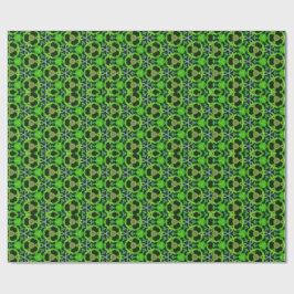 Papel De Regalo Patrón fractal caleidoscópico verde y negro