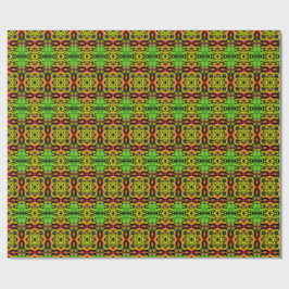 Papel De Regalo Patrón fractal caleidoscópico verde y negro