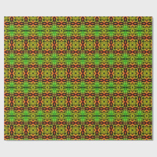 Papel De Regalo Patrón fractal caleidoscópico verde y negro