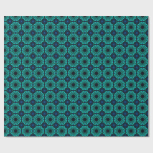 Papel De Regalo Patrón Fractal de Caleidoscopio Azul