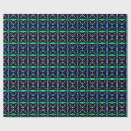 Papel De Regalo Patrón Fractal de Caleidoscopio Azul