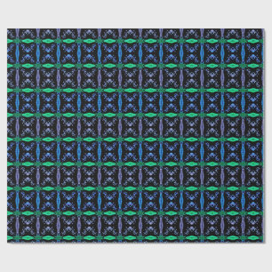 Papel De Regalo Patrón Fractal de Caleidoscopio Azul