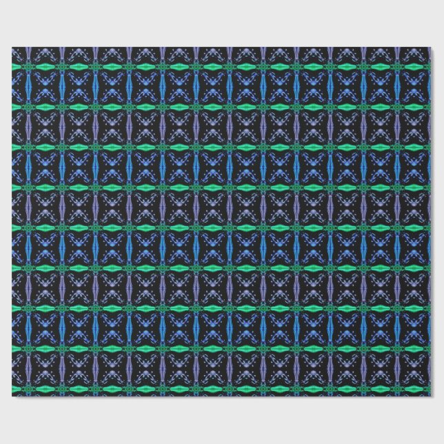 Papel De Regalo Patrón Fractal de Caleidoscopio Azul (Superficie plana)