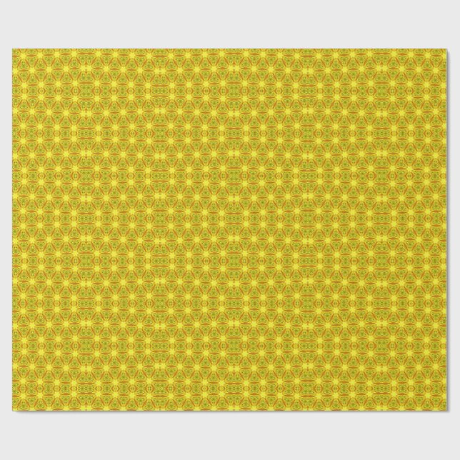 Papel De Regalo Patrón Fractal de Caleidoscopio Dorado (Superficie plana)