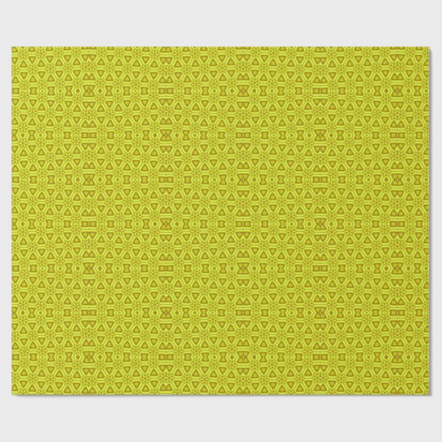 Papel De Regalo Patrón Fractal de Caleidoscopio Dorado (Superficie plana)