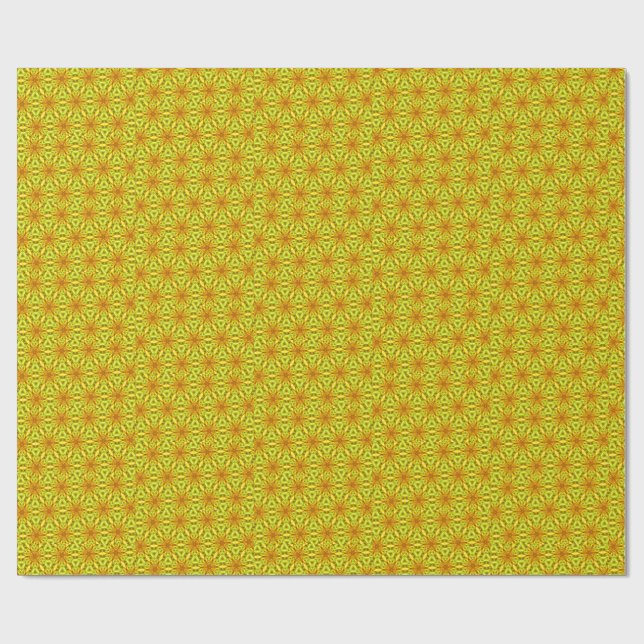 Papel De Regalo Patrón Fractal de Caleidoscopio Dorado (Superficie plana)