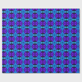 Papel De Regalo Patrón fractal de caleidoscopio púrpura y azul