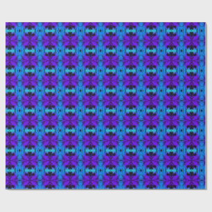 Papel De Regalo Patrón fractal de caleidoscopio púrpura y azul