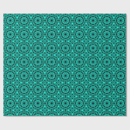 Papel De Regalo Patrón fractal de caleidoscopio turquesa y azul