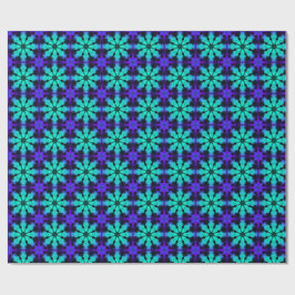 Papel De Regalo Patrón fractal de caleidoscopio turquesa y azul