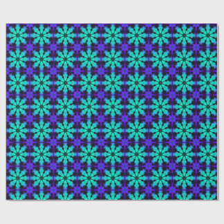 Papel De Regalo Patrón fractal de caleidoscopio turquesa y azul