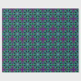 Papel De Regalo Patrón Fractal de Caleidoscopio Verde Turquesa, Pú