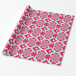 Papel De Regalo Patrón fractal rojo y verde