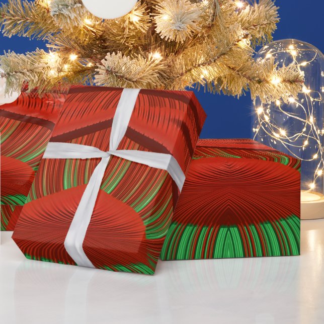 Papel De Regalo ~ Patrón fractal Verde rojo ~ Navidades ~ ~ (Vacaciones)