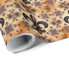 Papel De Regalo Patrón francés elegante negro y Naranja