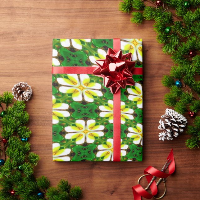 Papel De Regalo Patrón frangipano amarillo (Regalo de vacaciones)