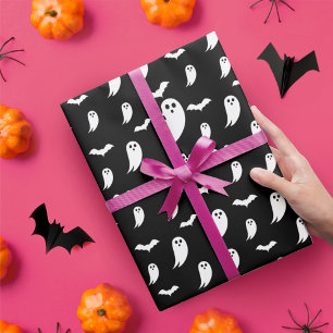 Papel De Regalo Patrón Fun Halloween Fantasma y Bats