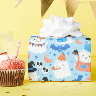 Papel De Regalo Patrón general de cumpleaños azul pastel espeluzna