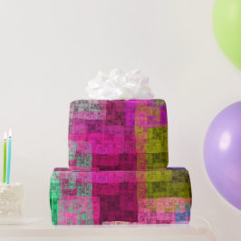 Papel De Regalo Patrón geométrico abstracto, azul, rosa, moderno