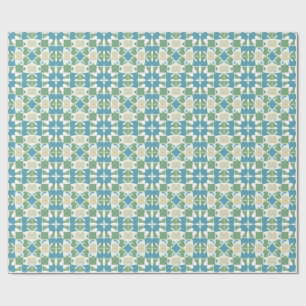 Papel De Regalo Patrón geométrico abstracto en verde y azul