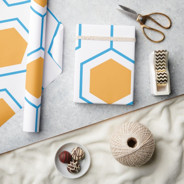 Papel De Regalo Patrón geométrico abstracto hexagonal en blu naran (Artesanía)