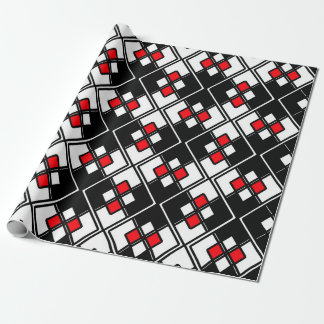 Papel De Regalo Patrón geométrico abstracto - rojo, negro y blanco