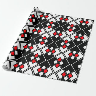 Papel De Regalo Patrón geométrico abstracto - rojo, negro y blanco