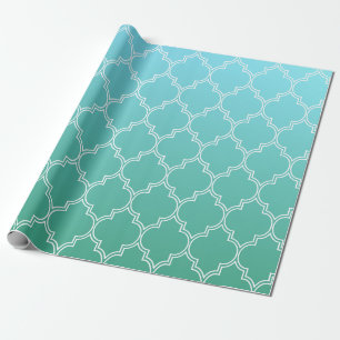 Papel De Regalo Patrón geométrico abstracto verde azulado y blanco
