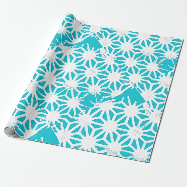 Papel De Regalo Patrón geométrico acuático (Desenrollado)