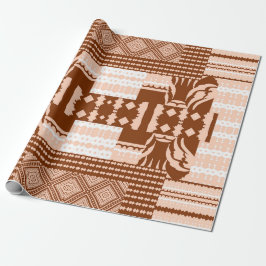 Papel De Regalo Patrón geométrico africano marfil marrón